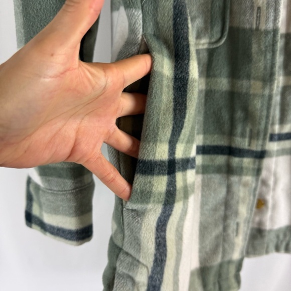 Banana Republic Women's Plaid Flannel Shirt Jacket, Black/Green/Brow - Picture 8 of 15